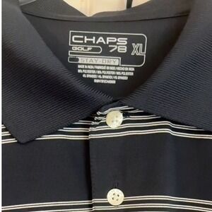 Chaps Golf 78 Mens XL Blue Stripe Stay Dry Polo Shirt Short Sleeve Nice-preowned